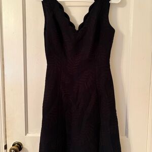 Lilly Pulitzer Black Scalloped V-Neck Midi Dress